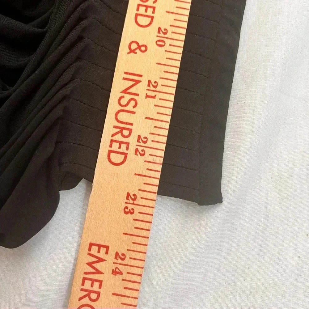 ELIE TAHARI Womens Pleated Detail MatteJersey Long Sleeve Black Top Sz L Classic - Picture 13 of 13